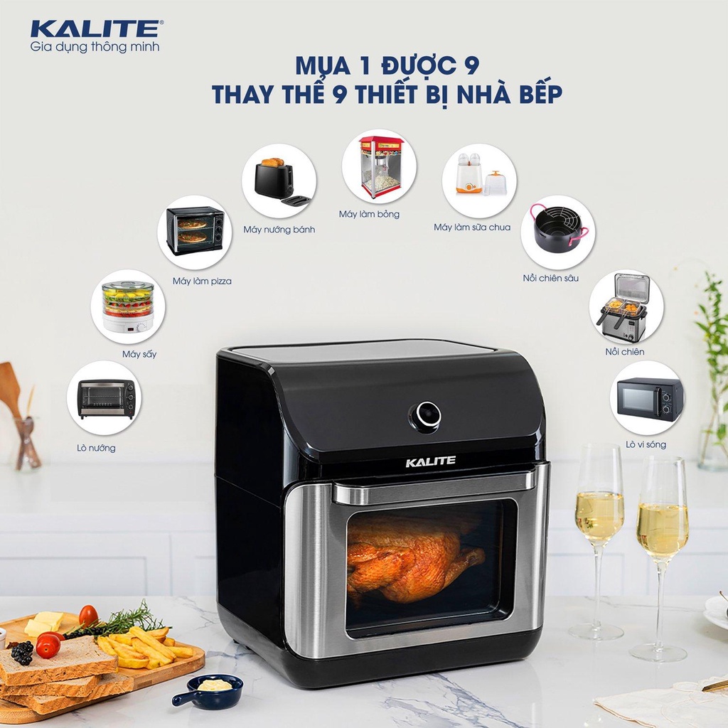 Nồi chiên không dầu Kalite 12 lít KL-1200 - Bảo hành 24 tháng - Hàng Bếp 3B