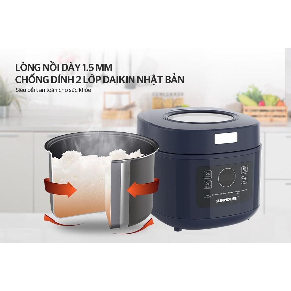 Nồi cơm điện tử Sunhouse 1.0 lít SHD8802 - Hàng Bếp 3B - Sản phẩm chính hãng