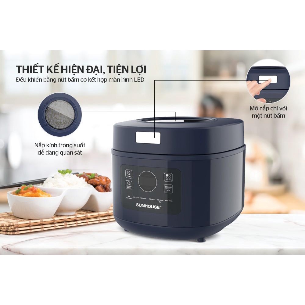Nồi cơm điện tử Sunhouse 1.0 lít SHD8802 - Hàng Bếp 3B - Sản phẩm chính hãng