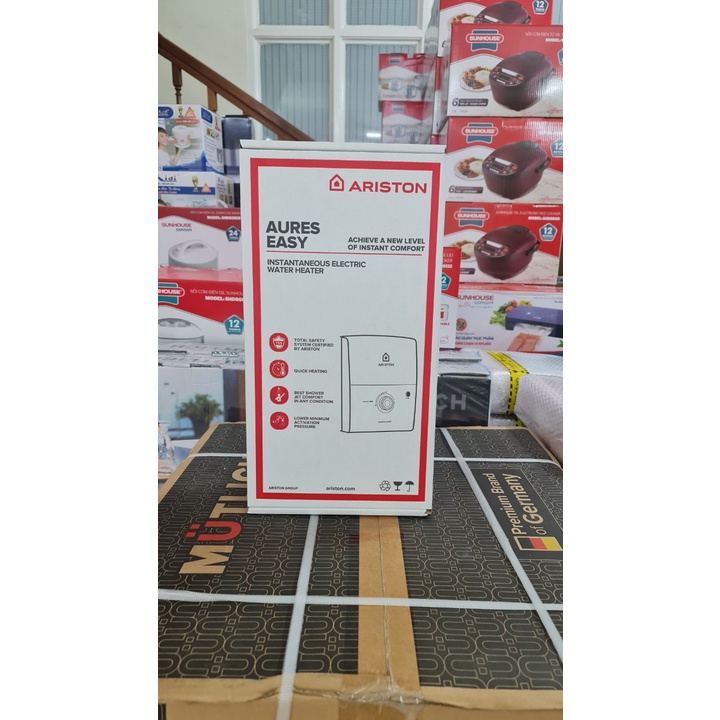 Máy nước nóng trực tiếp có bơm trợ lực Ariston Aures Easy 4.5P - Hàng Bếp 3B