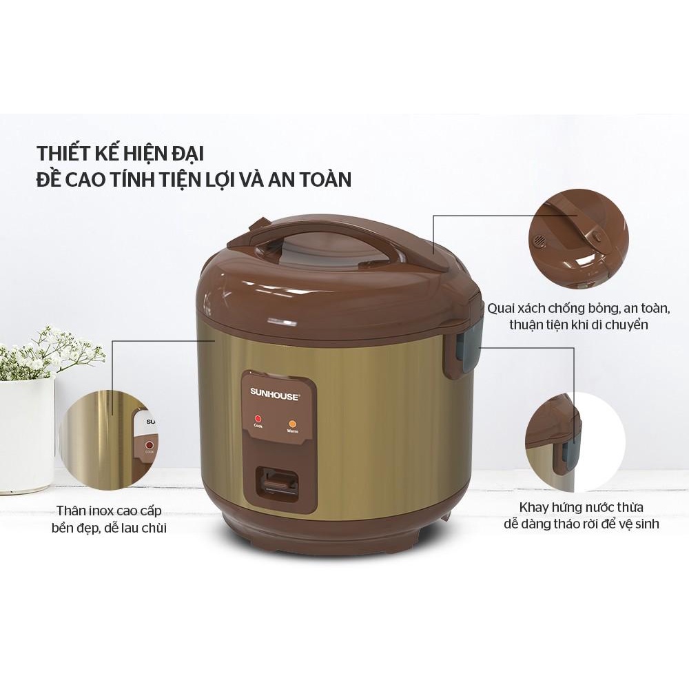 Nồi cơm điện 1.8 lít Sunhouse SHD8623 - Đổi mới 7 ngày - Hàng Bếp 3B