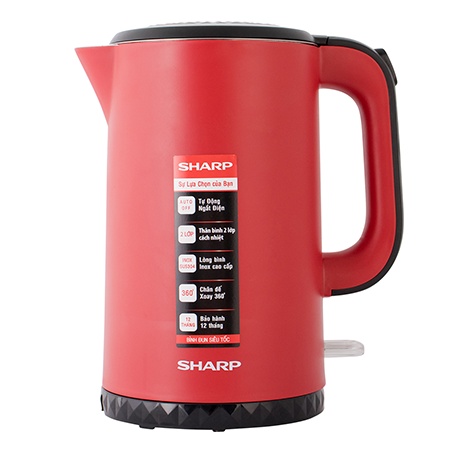 Bình đun siêu tốc 2 lớp Sharp 1.7 lít EKJ-17EVPS-BK - Bảo hành chính hãng 12 tháng toàn quốc