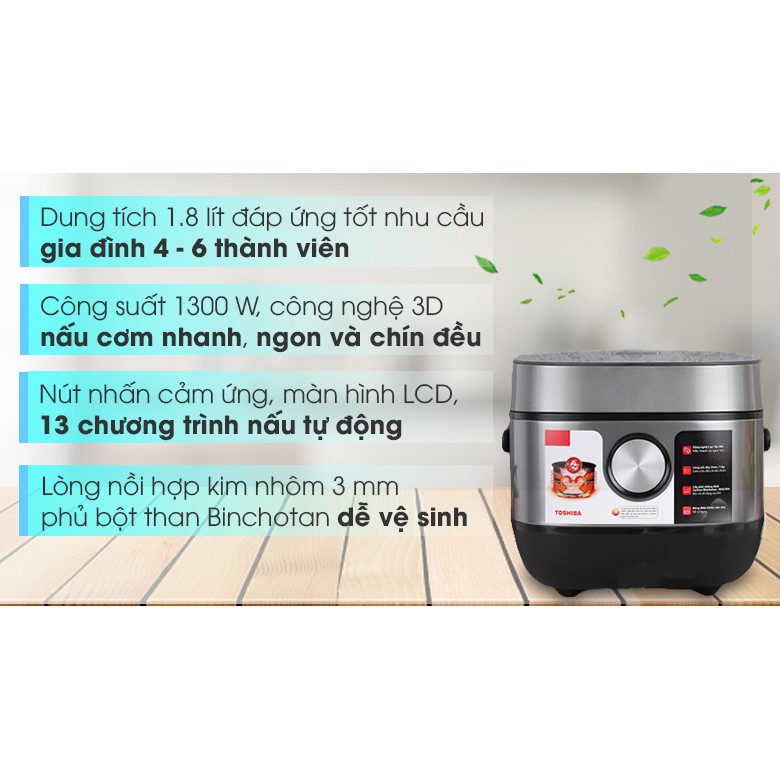 Nồi cơm điện tử cao tần cảm ứng Toshiba 1.8 lít RC-18IP1PV / 1 lít RC-10IP1PV [MIỄN PHÍ GIAO HÀNG TPHCM]