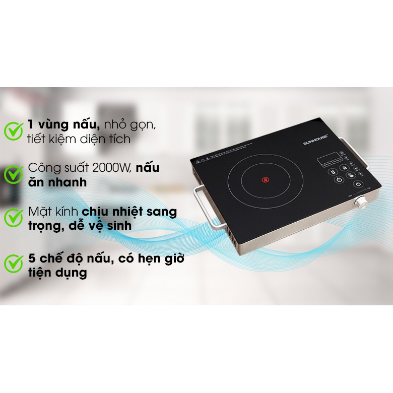 Bếp hồng ngoại cảm ứng Sunhouse SHD6017 + Vỉ nướng kèm - Bảo hành 12 tháng tại hãng toàn quốc