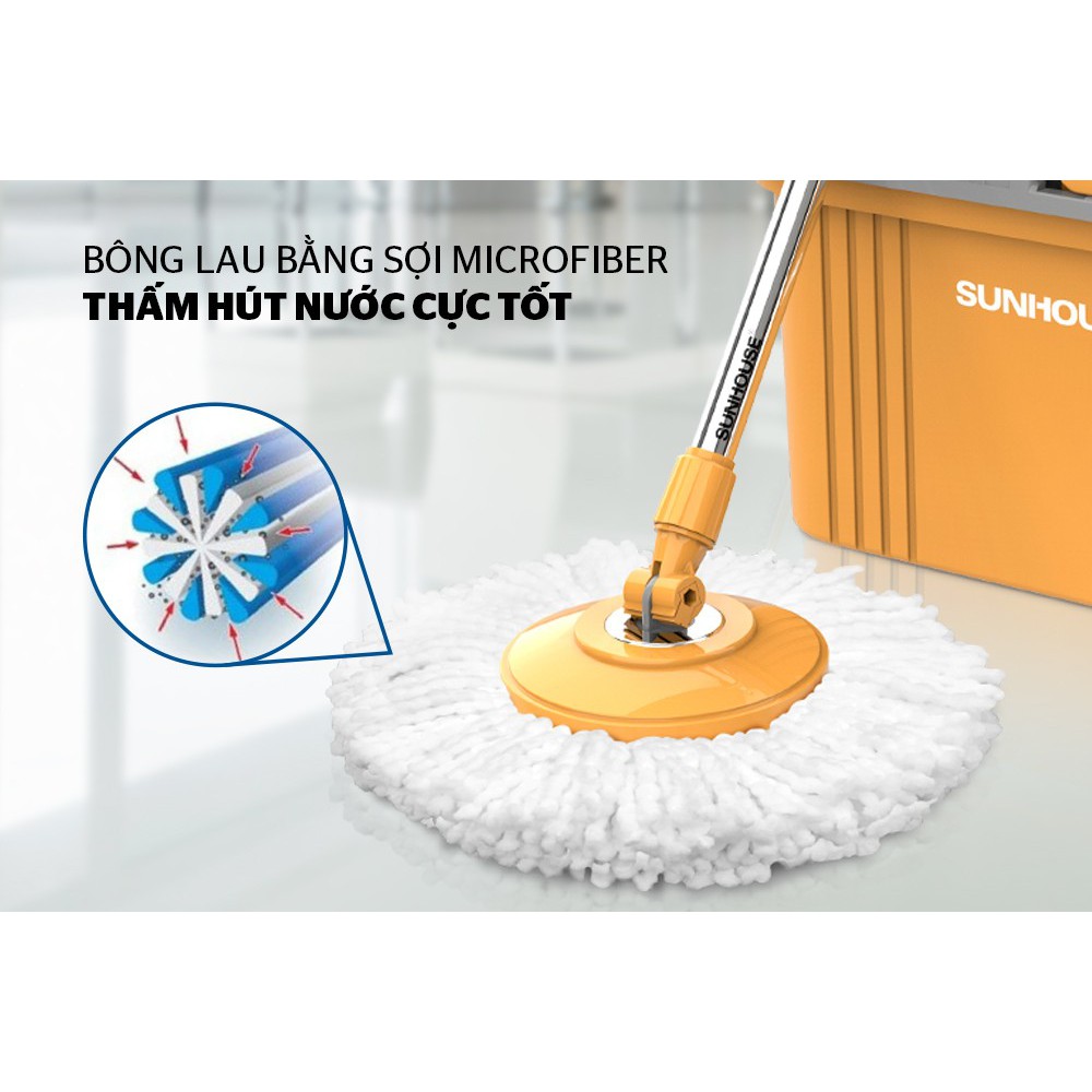 Bông lau nhà Microfiber xoay 360 độ Sunhouse KS-CO350M