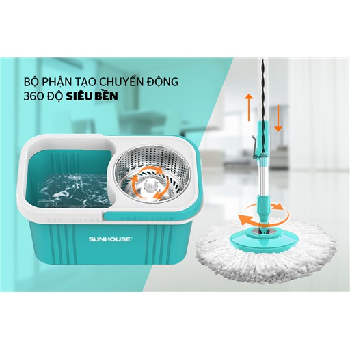 Bông lau nhà Microfiber xoay 360 độ Sunhouse KS-CO350M