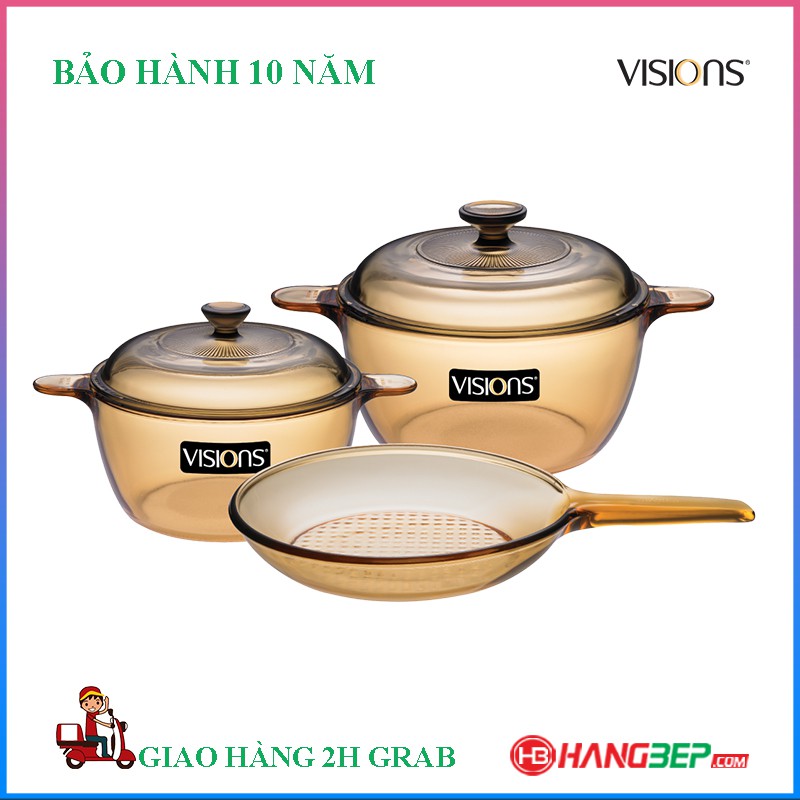 Bộ nồi chảo thủy tinh Visions VS-350/CL1 - sản xuất tại Pháp, bảo hành chính hãng 10 năm