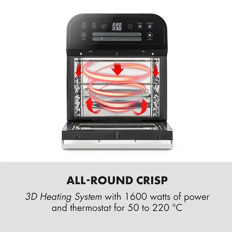 Nồi chiên không dầu Klarstein 12 lít  Aerovital Cube - Nhập khẩu Đức, Hàng chính hãng bảo hành 12 tháng