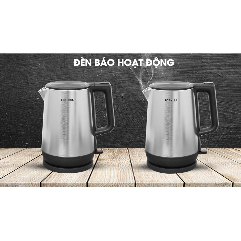 Bình đun nước siêu tốc 1.7 lít Toshiba KT-17DR1NV - Bảo hành chính hãng 12 tháng toàn quốc