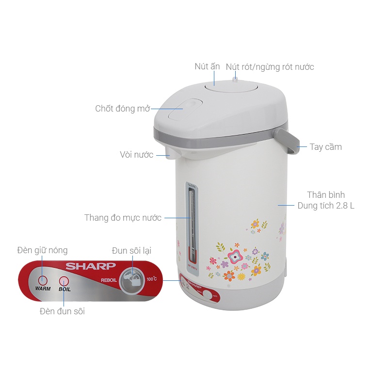 Bình thủy điện Sharp 2.8 lít KP-31BTV- CU - Bảo hành chính hãng 12 tháng toàn quốc