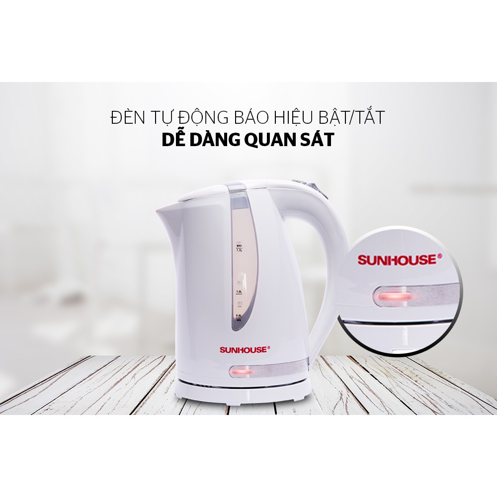 Bình đun nước siêu tốc nhựa Sunhouse SHD1300 - Bảo hành chính hãng 12 tháng toàn quốc
