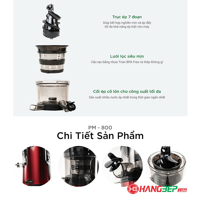 Máy ép chậm trái cây dành cho quán Promix PM800 Bảo hành 3 năm