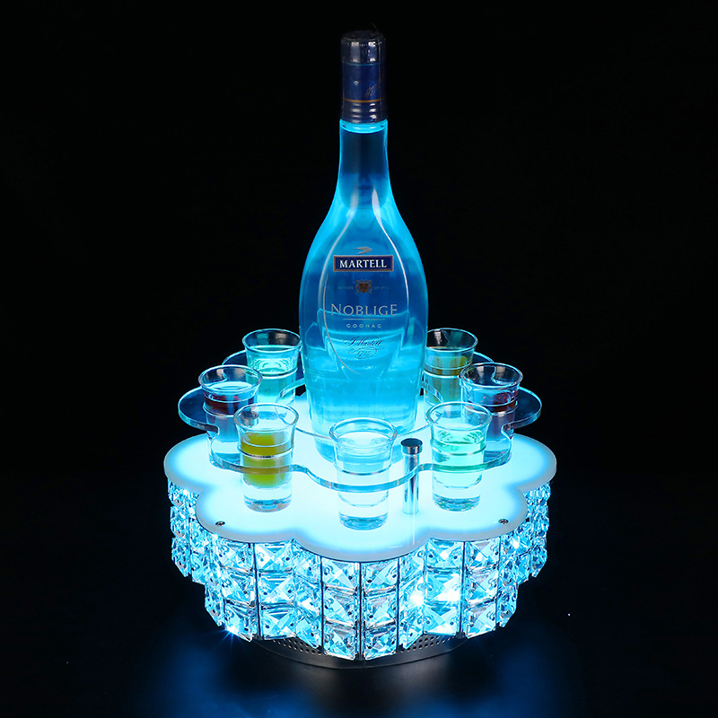Đế trưng chai rượu đèn led kèm khay ly shot cho Bar, Karaoke, Nhà hàng MS1828