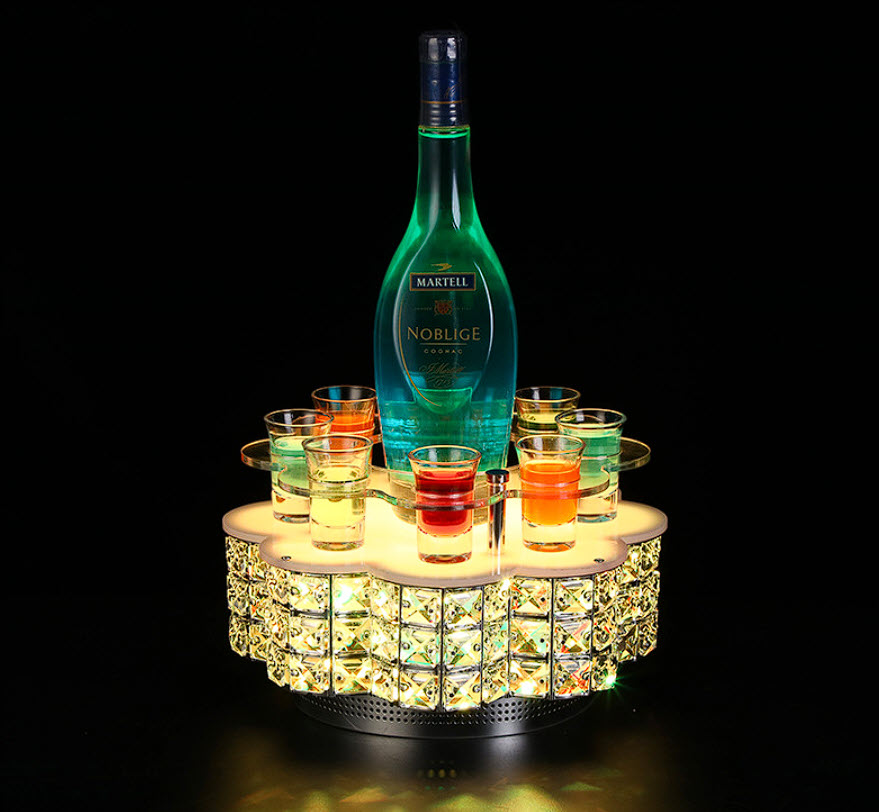 Đế trưng chai rượu đèn led kèm khay ly shot cho Bar, Karaoke, Nhà hàng MS1828