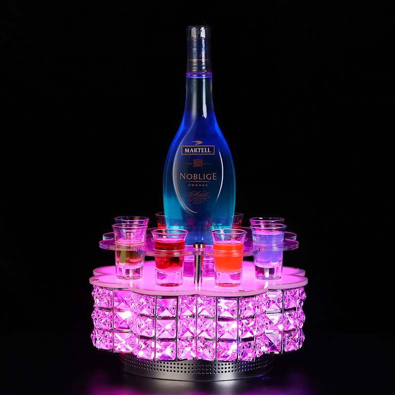 Đế trưng chai rượu đèn led kèm khay ly shot cho Bar, Karaoke, Nhà hàng MS1828