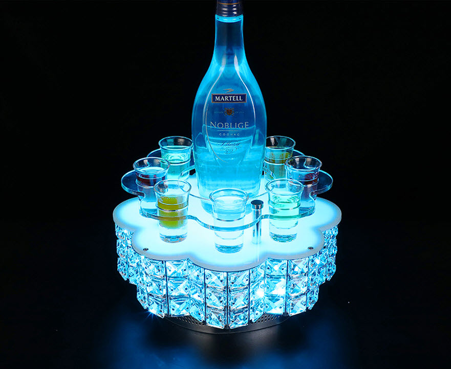 Đế trưng chai rượu đèn led kèm khay ly shot cho Bar, Karaoke, Nhà hàng MS1828