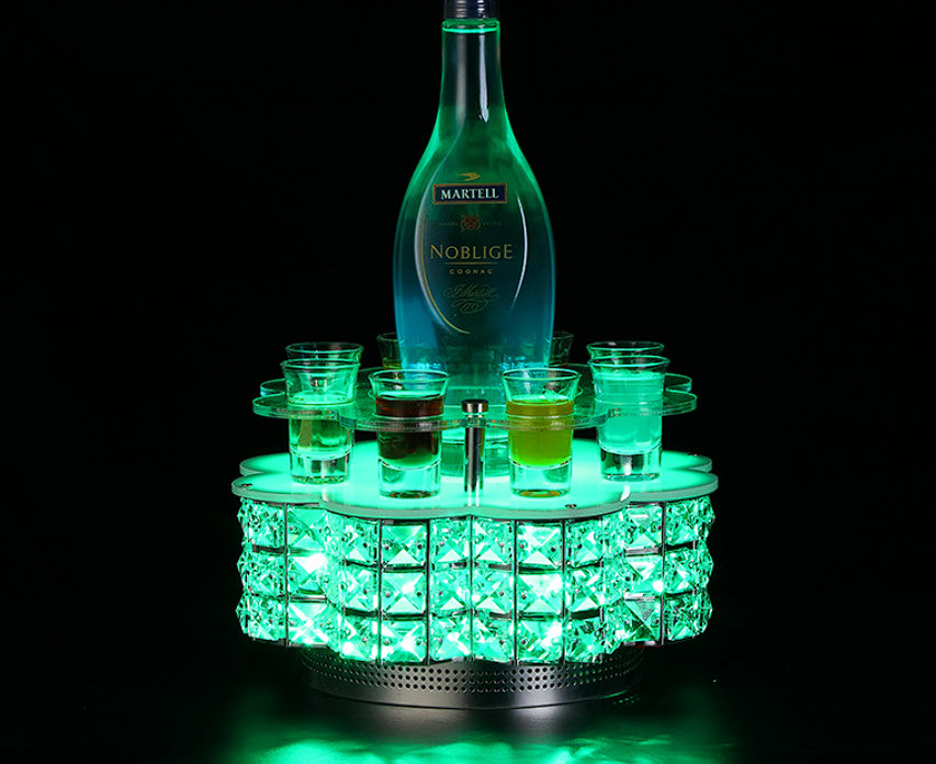 Đế trưng chai rượu đèn led kèm khay ly shot cho Bar, Karaoke, Nhà hàng MS1828