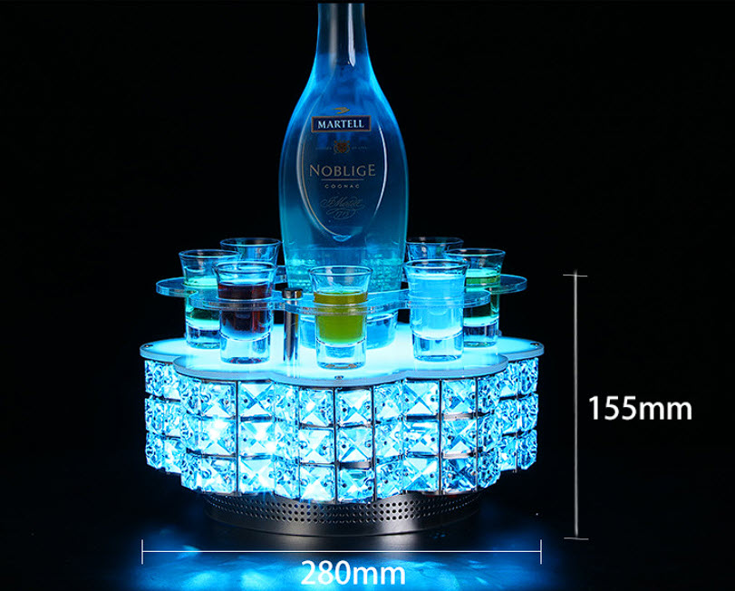 Đế trưng chai rượu đèn led kèm khay ly shot cho Bar, Karaoke, Nhà hàng MS1828
