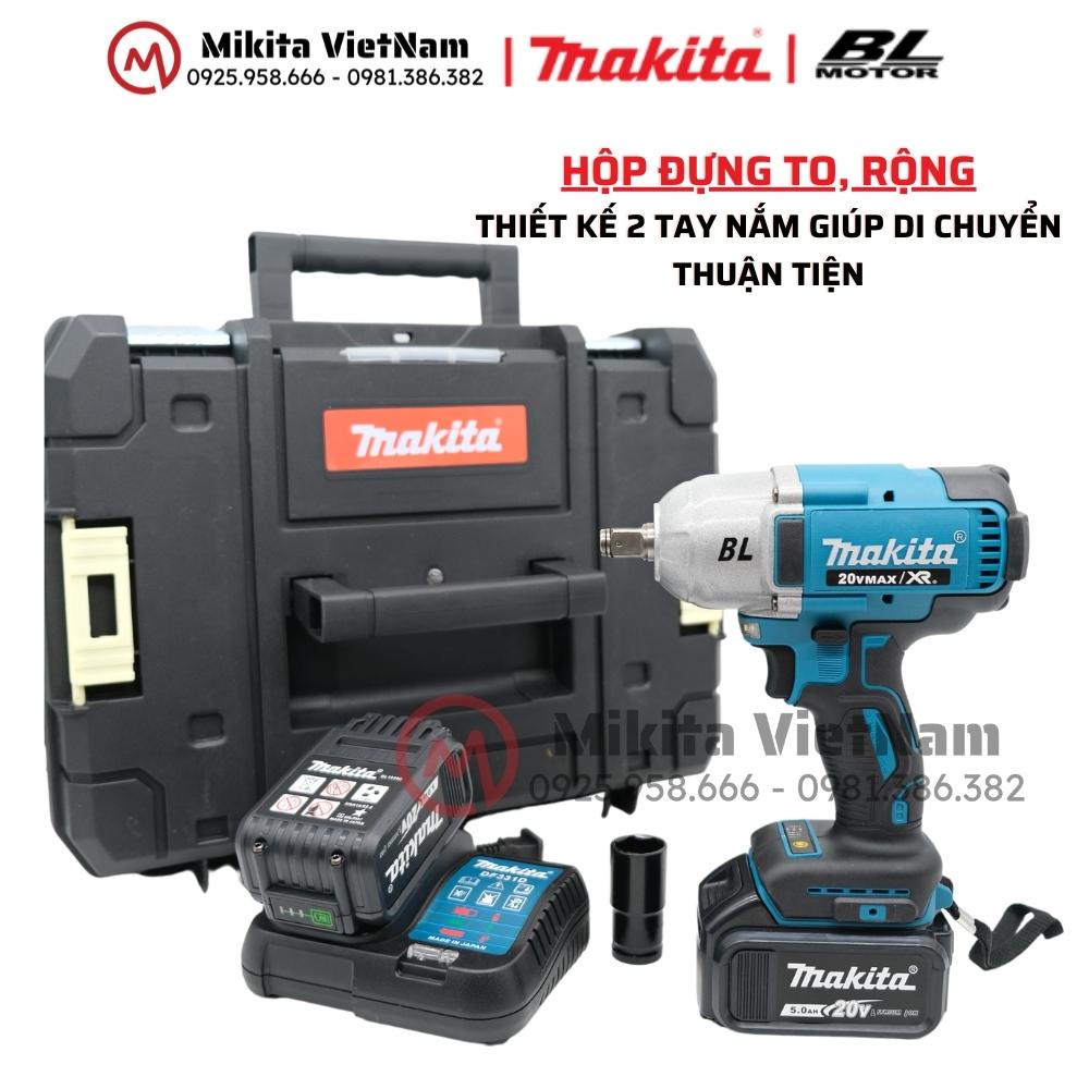 Máy siết bulong Makita 20v lực siết 880N.m động cơ không chổi than tặng đầu khẩu và đầu chuyển vít