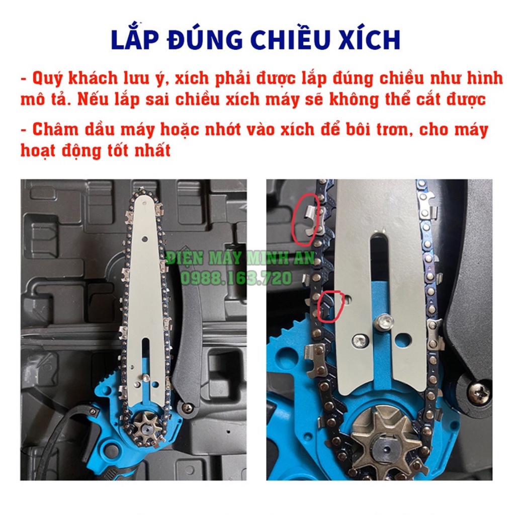 Máy cưa xích dùng pin, máy cưa xích cầm tay MAKITA 199v cắt gỗ tỉa cành cực bén