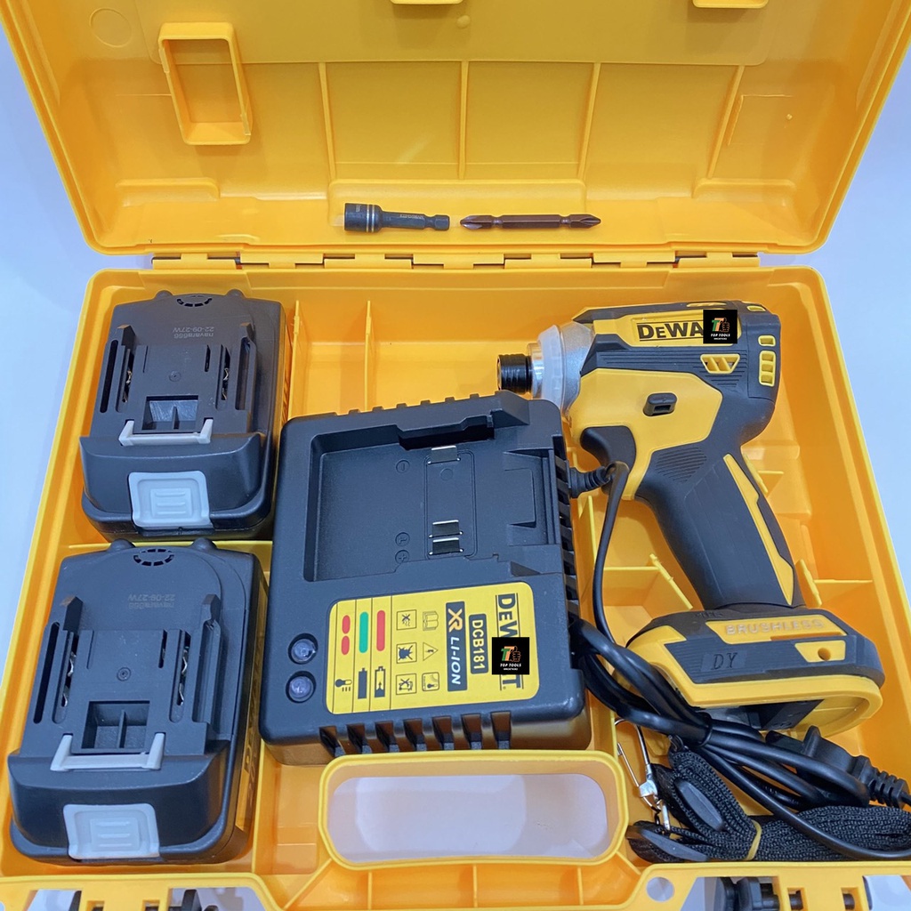 Máy bắn vít, Máy chuyên vít cầm tay động cơ không chổi than tặng đầu bắn vít và đầu bắn tôn