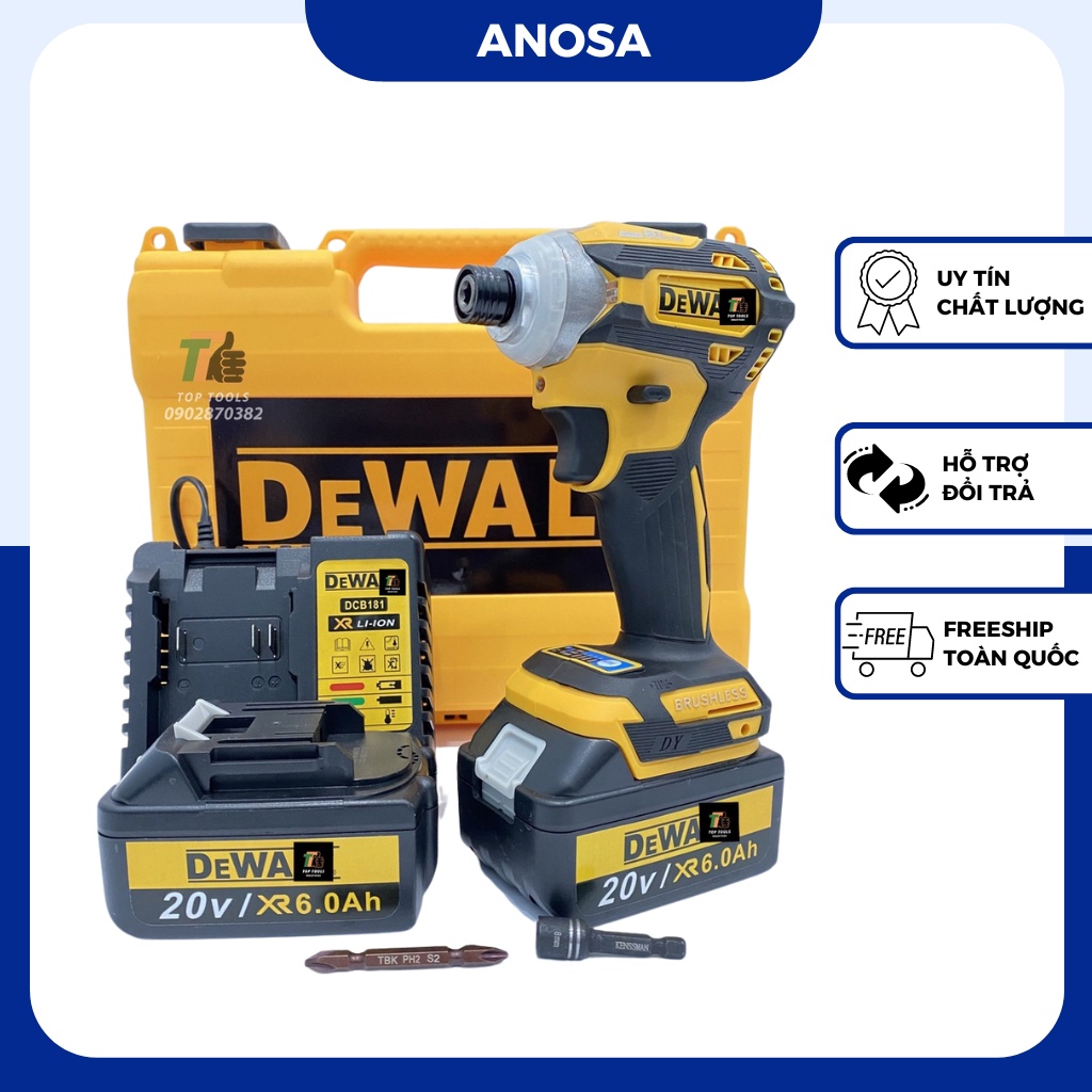 Máy bắn vít, Máy chuyên vít cầm tay động cơ không chổi than tặng đầu bắn vít và đầu bắn tôn