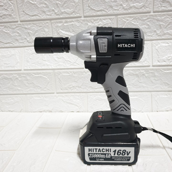 Máy siết bulong Hitachi 168v không chổi than, đầu bulong 2 trong 1 tặng khẩu 22mm
