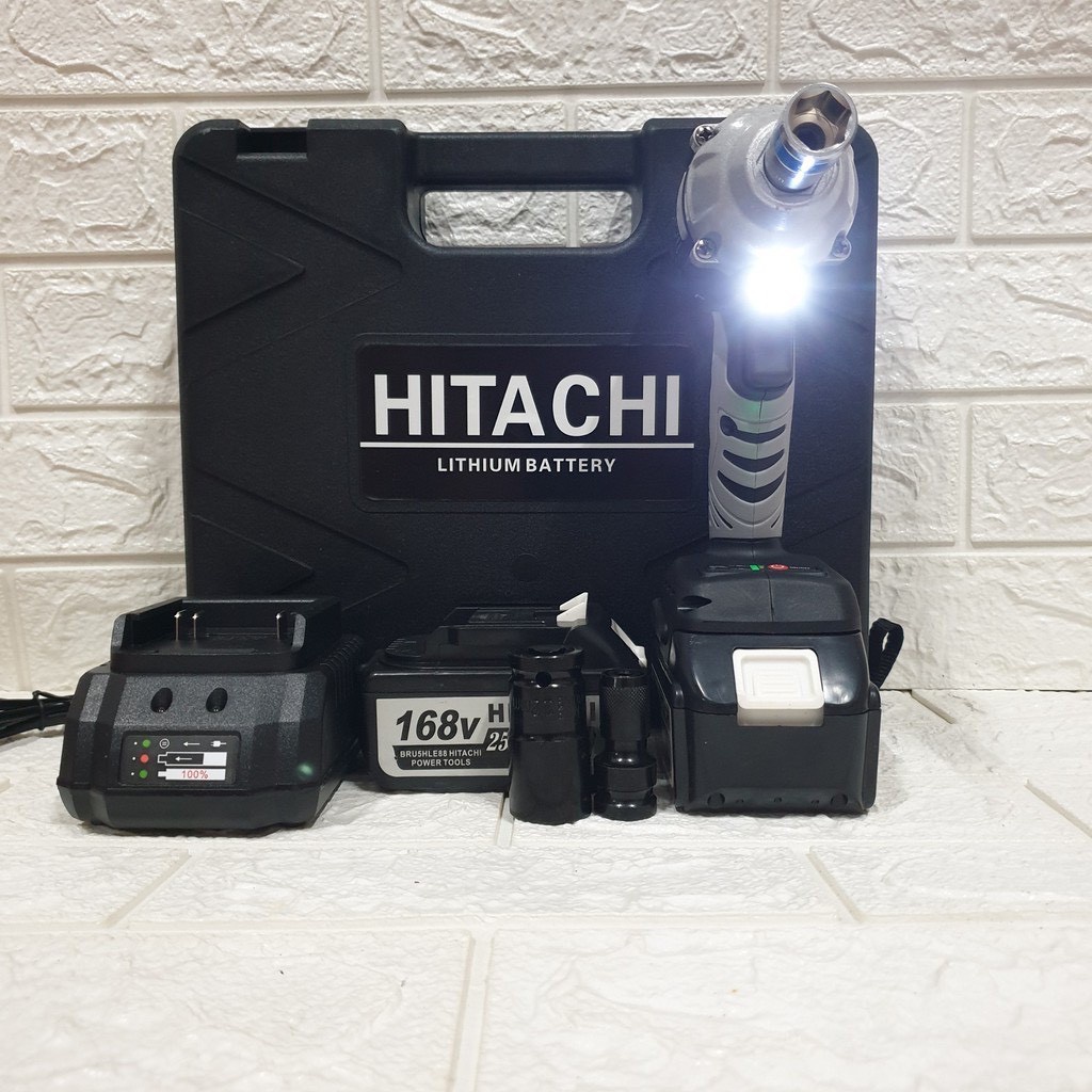 Máy siết bulong Hitachi 168v không chổi than, đầu bulong 2 trong 1 tặng khẩu 22mm