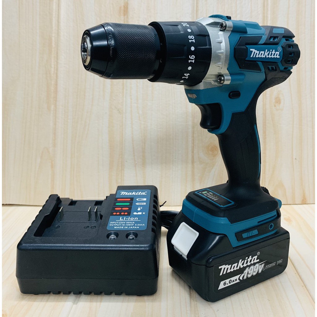 Máy khoan pin Makita 199v cầm tay, pin 10 cell, động cơ không chổi than, 100% dây đồng