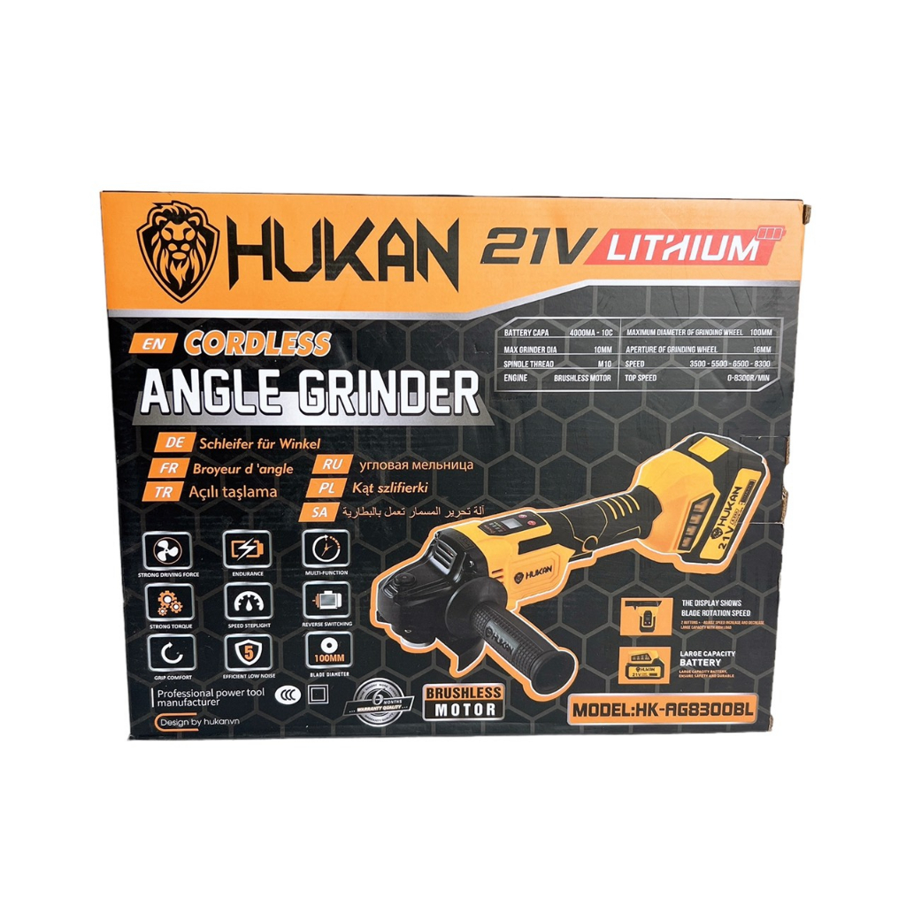 Thân máy mài pin HUKAN HK AG8300BL không chổi than, chỉnh lực điện tử, chân pin phổ thông
