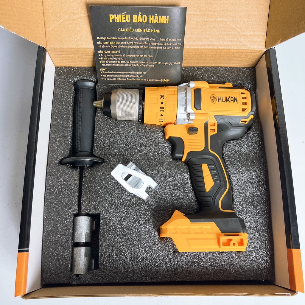 Thân máy Khoan pin HUKAN Z1200 Lực Quay 90Nm, Không Chổi Than, Đầu Kẹp 13mm