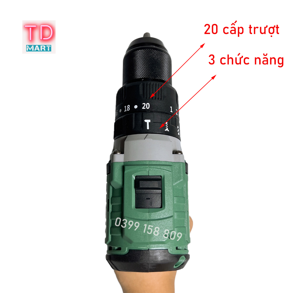 Thân Máy Khoan Pin 3 chức năng 21v DRAMA Không Chổi Than Chân Pin Phổ Thông