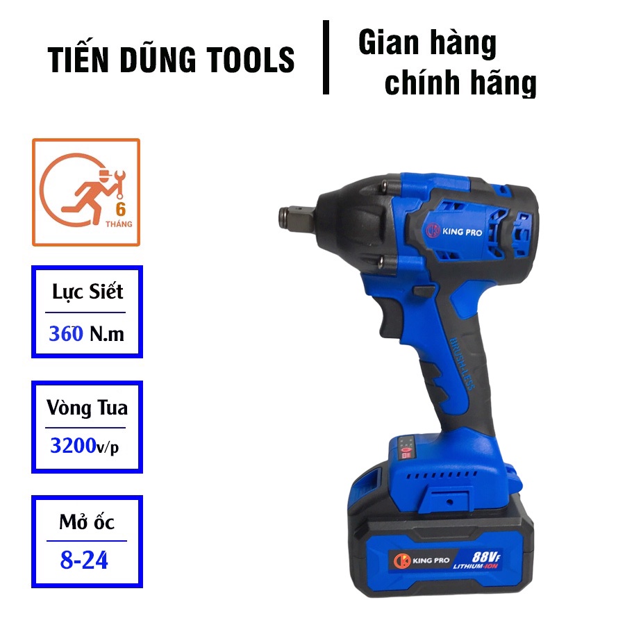 Máy Siết BULONG KINGPRO 88VF lực Siết 360N.m - Hàng Chính Hãng
