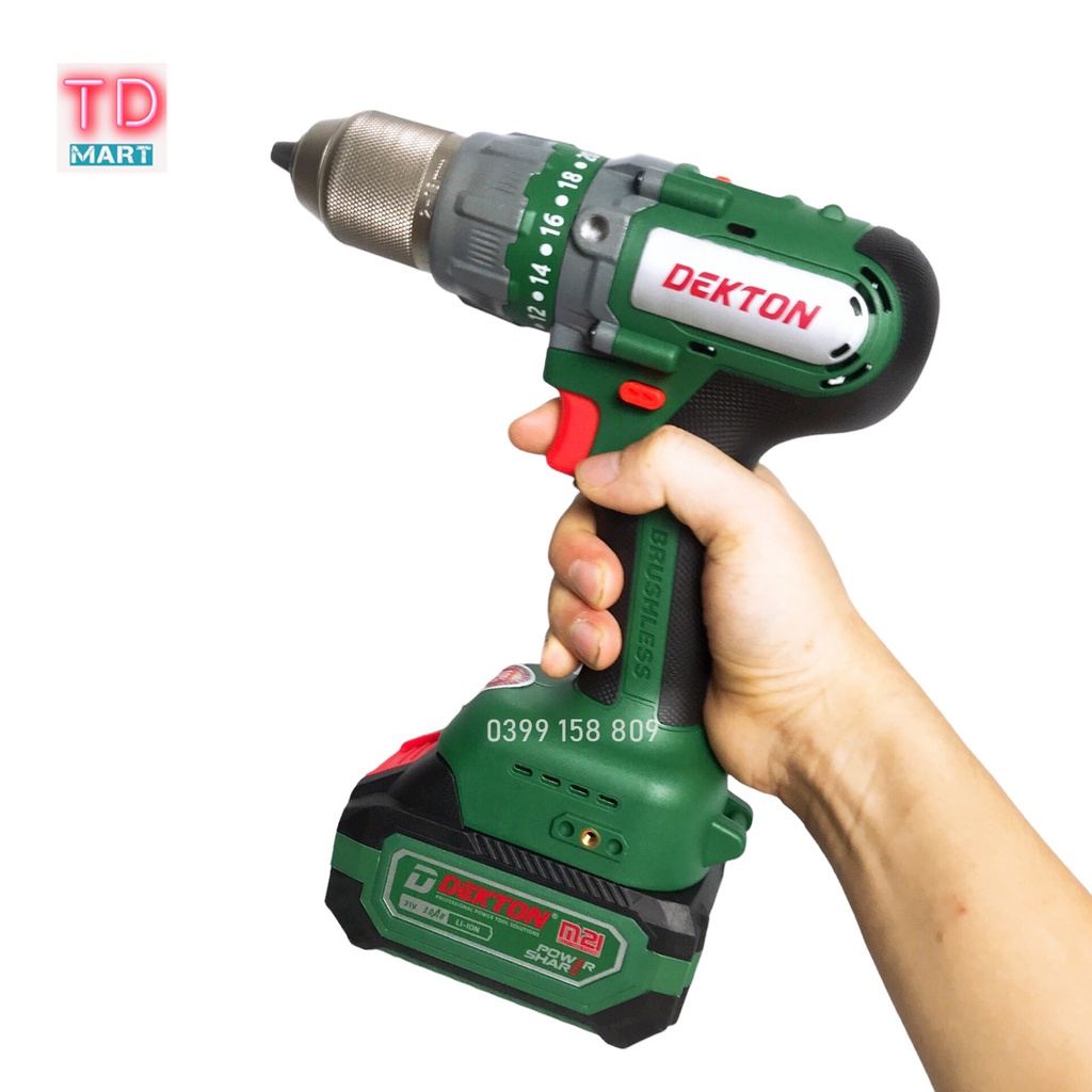 Máy Khoan Pin Dekton M21-ID1390BL - Motor Brushless - Lực Siết 90Nm - Chân Pin Phổ Thông