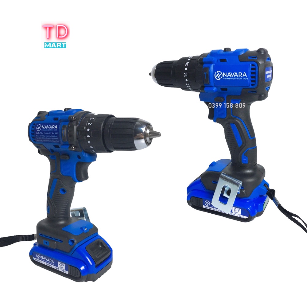 Máy khoan dùng pin 21v 3 Chức Năng Navara 7004 Động cơ Không Chổi Than Đầu 10 ly