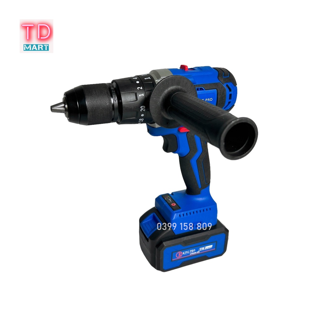 [Chính Hãng] Máy khoan pin KINGPRO 21V 3 Chức Năng, Không Chổi Than