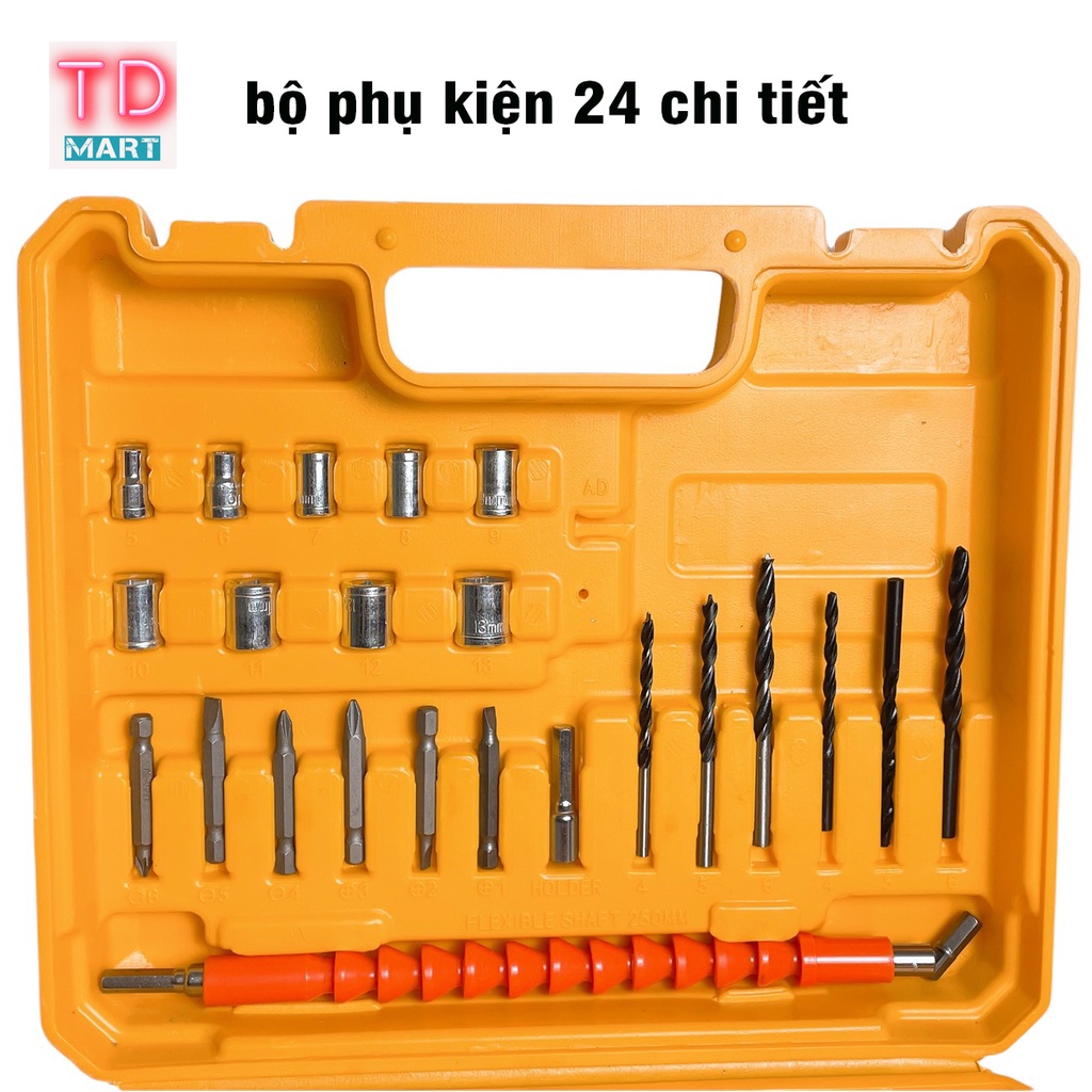 Máy Khoan Dùng Pin 18V Hukan HK-XC5 Không Chổi Than Tặng Bộ Phụ Kiện 24 Chi Tiết