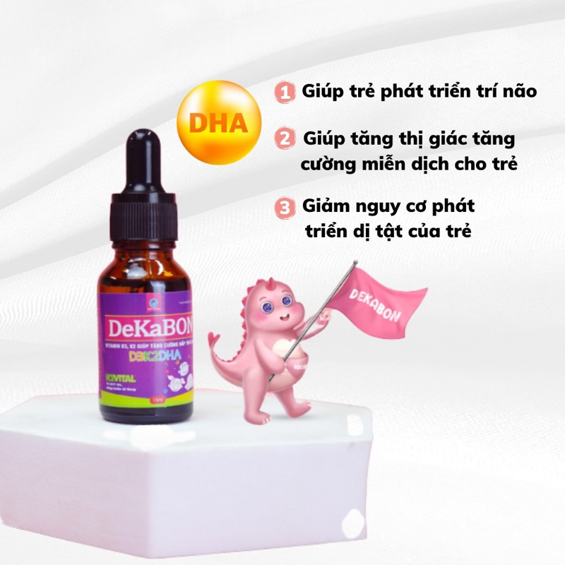 Vitamin D3K2 Dekabon 15ml - Bổ sung DHA, Vitamin, hấp thụ canxi tốt đa cho bé + quà