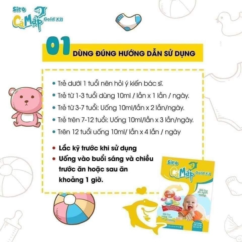 Combo 2 hộp siro cá mập gold x2 dành cho bé từ 6 tháng tuổi - Bé ăn khỏe, ngủ ngon,tăng cân tốt + quà