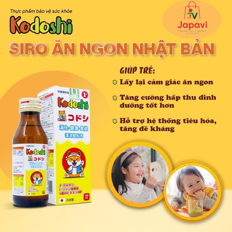 Combo 2 chai siro ăn ngon cho bé Kodoshi 100ml - Hết biếng ăn, bé ăn khỏe tăng cân, tăng đề kháng