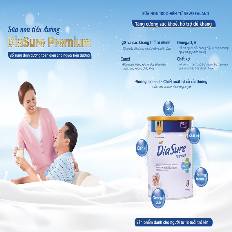 Combo 2 lon sữa Diasure 650g dành cho người tiểu đường chính hãng- Ổn định chỉ số đường huyết hiệu quả