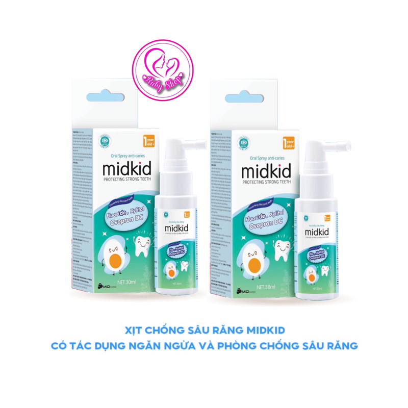 Combo 2 chai xịt răng Midkid cho bé chính hãng - Bảo vệ răng, giúp sạch mảng bám, ố vàng dùng cho bé từ 12 tháng