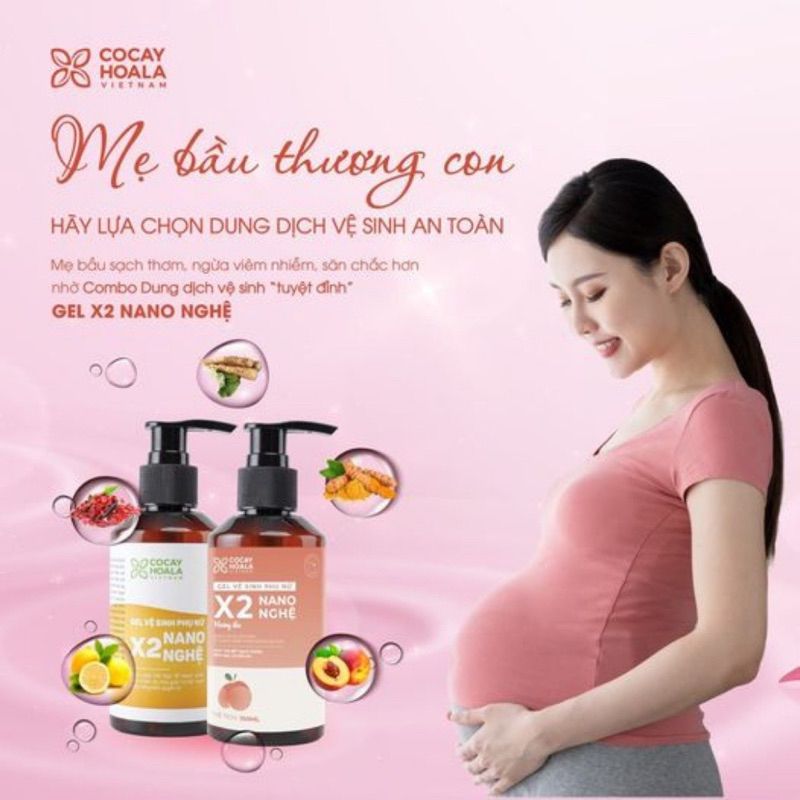 Dung dịch vệ sinh phụ nữ Gel X2 Nano nghệ hương đào - Giúp hồng, se khít, thơm