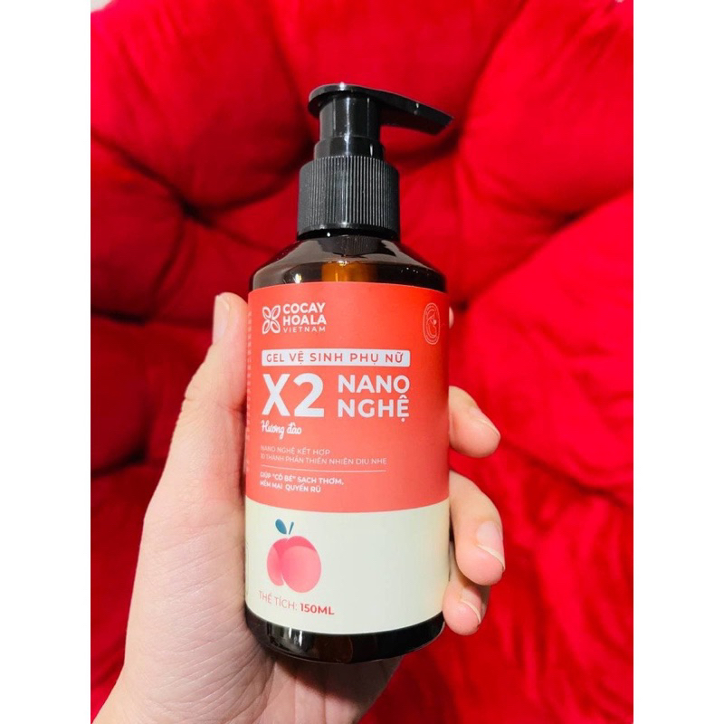 Dung dịch vệ sinh phụ nữ Gel X2 Nano nghệ hương đào - Giúp hồng, se khít, thơm