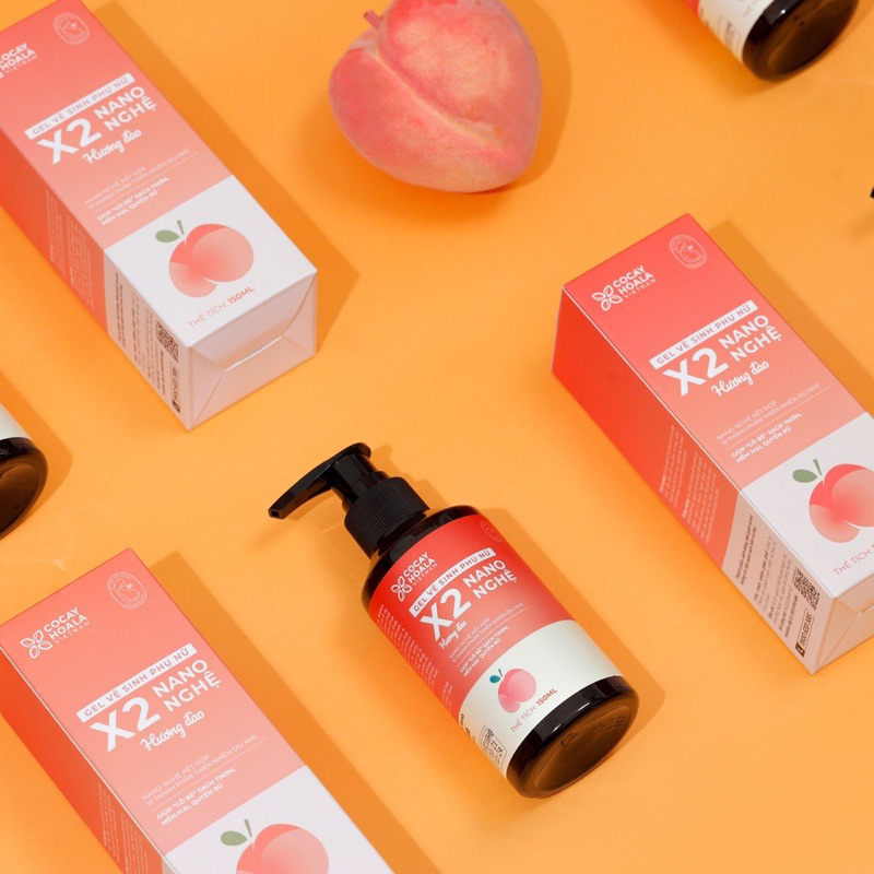 Dung dịch vệ sinh phụ nữ Gel X2 Nano nghệ hương đào - Giúp hồng, se khít, thơm