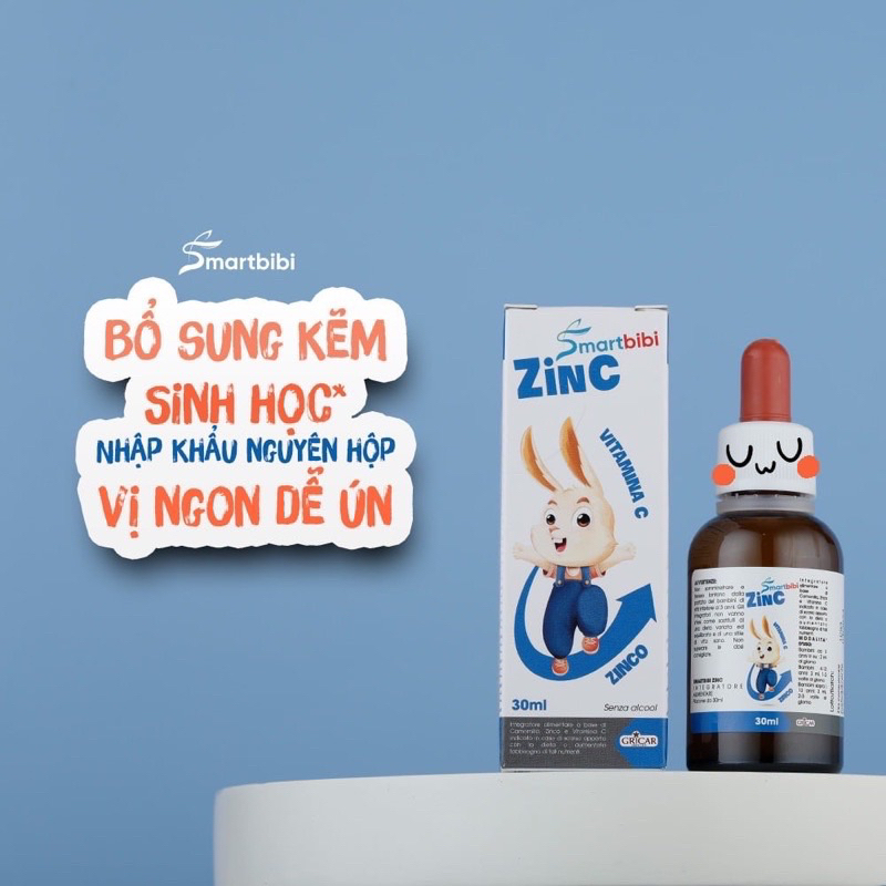 Combo 2 chai siro kẽm hữu cơ cho bé Smartbibi ZinC lọ 30ml - Cải thiện biếng ăn, tăng đề kháng cho bé