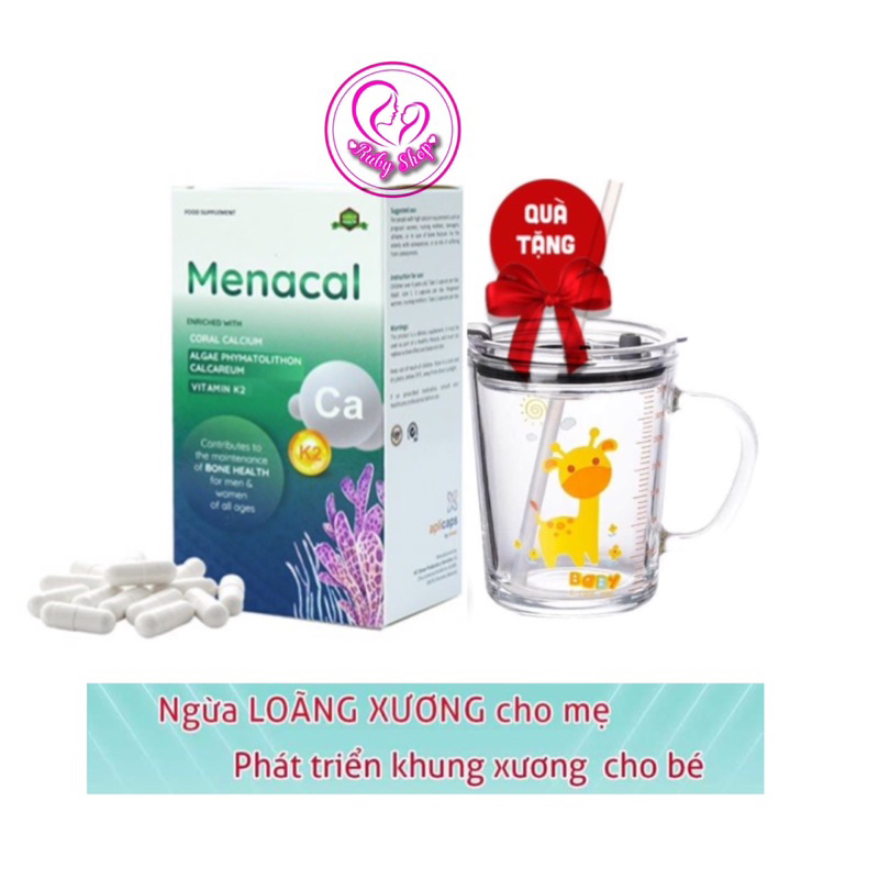 Canxi cho mẹ bầu Menacal nhập khẩu Châu Âu hộp 60 viên - Phát triển xương tối ưu cho bé từ trong bụng mẹ + quà