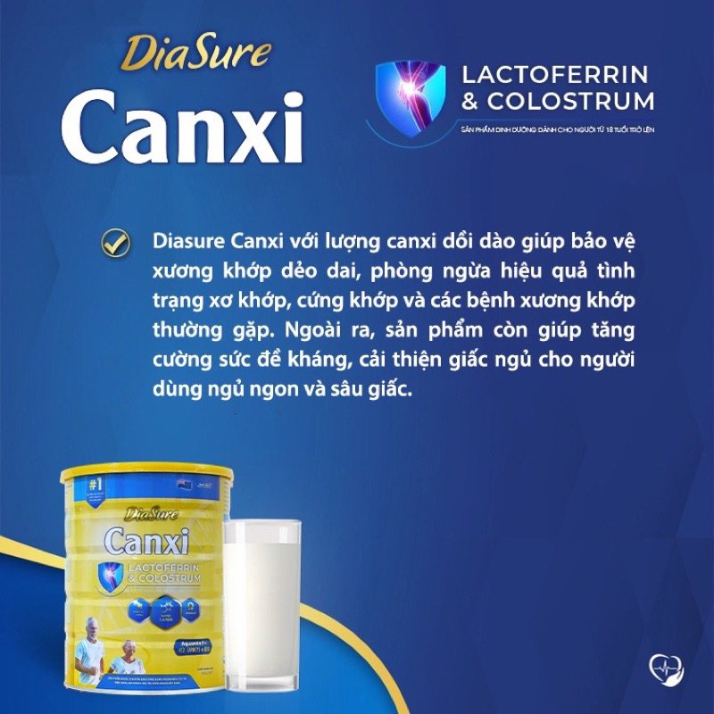 Combo 2 lon sữa xương khớp Diasure canxi trọng lượng 850g chính hãng date mới - Giúp xương chắc khỏe, dẻo dai