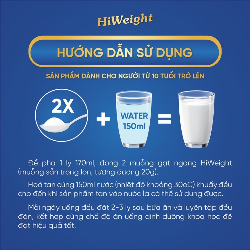 [Mua 3 tặng 1] Sữa tăng cân Hiweght 650g chính hãng giá tốt - Tăng cân an toàn, tự nhiên