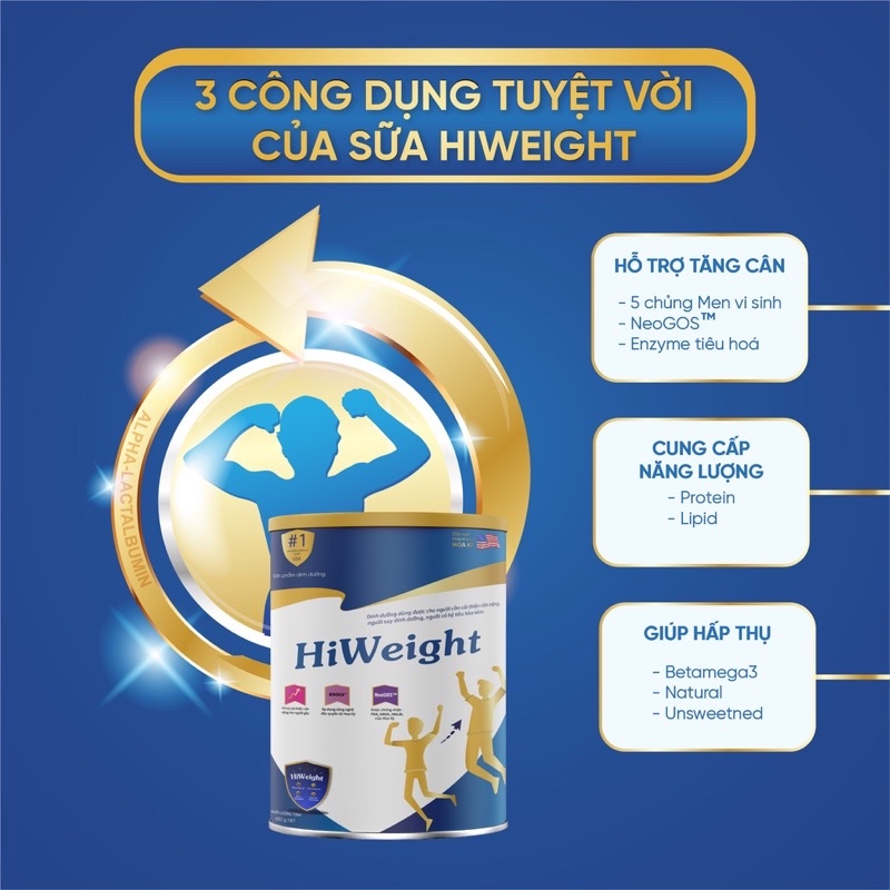 [Mua 3 tặng 1] Sữa tăng cân Hiweght 650g chính hãng giá tốt - Tăng cân an toàn, tự nhiên
